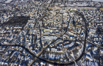 Aerial view, city centre, city, old town, Wallring, Unna, Ruhr area, North Rhine-Westphalia,