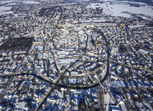 Aerial view, city centre, city, old town, Wallring, Unna, Ruhr area, North Rhine-Westphalia,