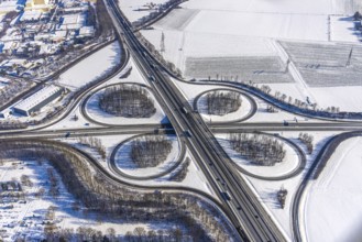 Aerial view, motorway junction Unna-Ost, Unna, Ruhr area, North Rhine-Westphalia, Germany, motorway