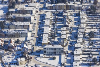 Aerial view, housing estate Gadumerstrasse, Afferde, Unna, Ruhr area, North Rhine-Westphalia,