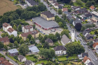 Aerial view, Edeka supermarket, Friedenskirche Maßen, Maßen, Unna, Ruhr area, North