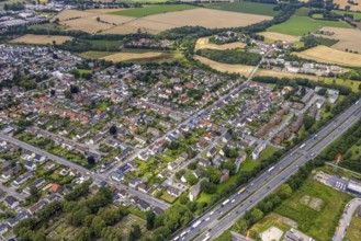 Aerial view, view of Maßen on the A1 motorway, Maßen, Unna, Ruhr area, North Rhine-Westphalia,