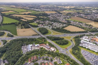 Aerial photo, control centre fire brigade and rescue service district Unna, at the motorway A1 and