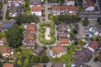 Aerial view, housing estate Zedernweg with semi-detached houses, Unna, Ruhr area, North