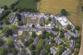 Aerial view, Buderuskolonie, Campus Unna Hochschulcampus, construction site at Lippestraße, Maßen,