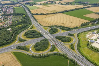 Aerial view, motorway junction Dortmund Unna, A1 and A44, Maßen, Unna, Ruhr area, North