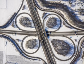 Aerial view, motorway junction Unna-Ost, Unna, Ruhr area, North Rhine-Westphalia, Germany, motorway