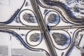 Aerial view, motorway junction Unna-Ost, Unna, Ruhr area, North Rhine-Westphalia, Germany, motorway