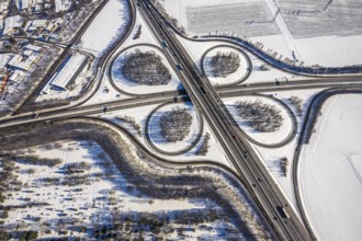 Aerial view, motorway junction Unna-Ost, Unna, Ruhr area, North Rhine-Westphalia, Germany, motorway