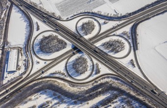 Aerial view, motorway junction Unna-Ost, Unna, Ruhr area, North Rhine-Westphalia, Germany, motorway