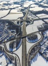 Aerial view, motorway junction Dortmund-Unna, A44 and A1, Maßen, Unna, Ruhr area, North