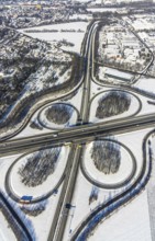 Aerial view, motorway junction Unna-Ost, Unna, Ruhr area, North Rhine-Westphalia, Germany, motorway
