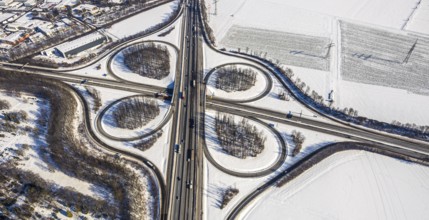 Aerial view, motorway junction Unna-Ost, Unna, Ruhr area, North Rhine-Westphalia, Germany, motorway
