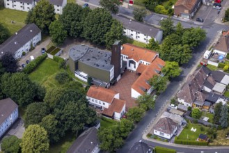 Aerial view, Coptic Orthodox Patriarchate Church of St. Mary and St. Philopater Mercurius, Maßen,