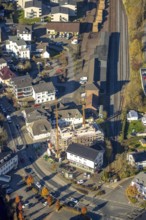Aerial view, construction site for new building Mescheder Straße and timber loading at Sundern