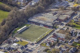 Aerial view, sports field Röhrtalstadion, MESU Metallwerk Sundern, Sundern, Sauerland, North