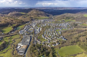 Aerial view, aerial view Hachen, Sundern, Sauerland, North Rhine-Westphalia, Germany, DE, Europe,