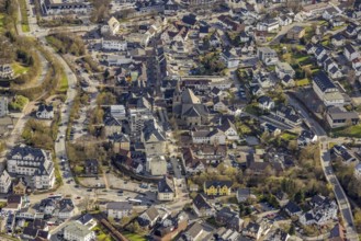 Aerial view, St. Johannes Church and local view Sundern, Sundern, Sauerland, North