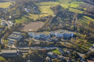 Aerial view, school centre with Städt. Gymnasium and Gemeinschaftshauptschule in Sundern,