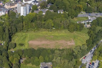 Aerial view, sports field Rote Berge am Alten Schacht in the district Lindenberg in Schwelm, Ruhr