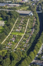 Aerial view, allotment garden association Schloss Martfeld in Schwelm, Ruhr area, North