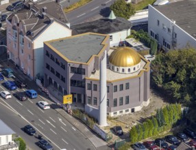 Aerial view, new mosque building, new building Diyanet-Turkish Islamic Cultural Association Schwelm