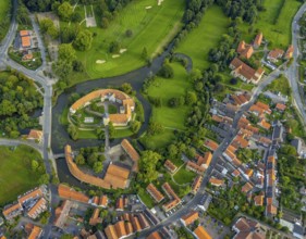 Aerial view, Burgsteinfurt Castle, also known as Steinfurt Castle, in the Burgsteinfurt district of