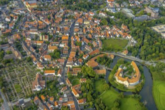 Aerial view, Burgsteinfurt Castle, also known as Steinfurt Castle, in the Burgsteinfurt district of
