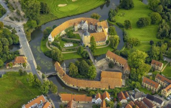 Aerial view, Burgsteinfurt Castle, also known as Steinfurt Castle, in the Burgsteinfurt district of