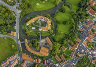 Aerial view, Burgsteinfurt Castle, also known as Steinfurt Castle, in the Burgsteinfurt district of
