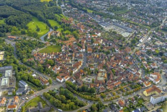 Aerial view, Burgsteinfurt Castle, also known as Steinfurt Castle, in the Burgsteinfurt district of
