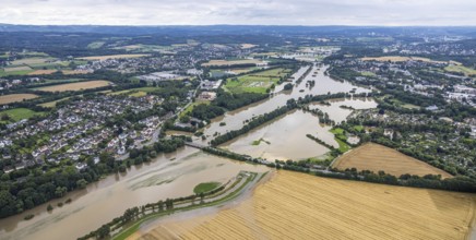 Aerial photo, Ruhr flood, Schwerte, Ruhr area, North Rhine-Westphalia, Germany, DE, Europe,