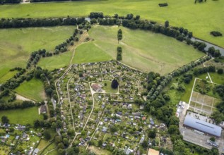 Aerial view, allotment garden site in the south of Schwerte, a week ago there was still land under