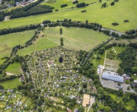Aerial view, allotment garden site in the south of Schwerte, a week ago there was still land under