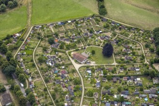 Aerial view, allotment garden site in the south of Schwerte, a week ago there was still land under