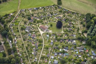 Aerial view, allotment garden site in the south of Schwerte, a week ago there was still land under