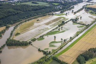 Aerial photo, Ruhr flood, Geisecke, Schwerte, Ruhr area, North Rhine-Westphalia, Germany, DE,