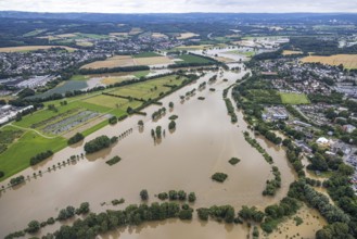Aerial photo, Ruhr flood, Schwerte, Ruhr area, North Rhine-Westphalia, Germany, DE, Europe,