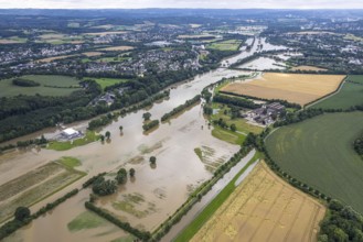 Aerial photo, Ruhr flood, Geisecke, Schwerte, Ruhr area, North Rhine-Westphalia, Germany, DE,