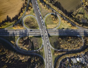 Aerial view, Westhofener Kreuz of the A1 motorway and A45 motorway in the Westhofen district of