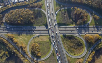 Aerial view, Westhofener Kreuz of the A1 motorway and A45 motorway in the Westhofen district of