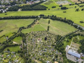 Aerial view, allotment garden site in the south of Schwerte, a week ago there was still land under