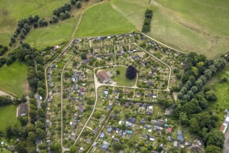 Aerial view, allotment garden site in the south of Schwerte, a week ago there was still land under