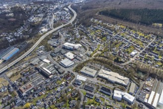 Aerial view, industrial estate Birlenbacher Straße, FOM University Centre Siegen,