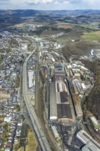 Aerial view, Deutsche Edelstahlwerke, Geisweid-Stahlwerke, Siegen, Siegerland, North