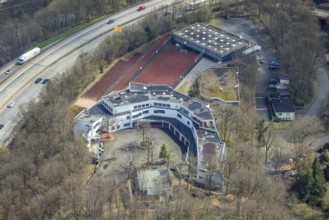 Aerial photo, Evau Evangelisches Gymnasium, Im Tiergarten, Weidenau-West, Siegen, Siegerland, North