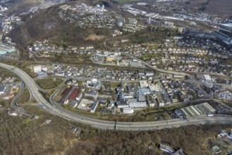 Aerial view, Kreisklinikum Siegen, Fürst-Johann-Moritz-Gymnasium, Weidenau-West, Siegen,