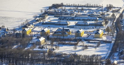 Aerial view, construction area former Kanaal van Wessem barracks, housing estate and refugee