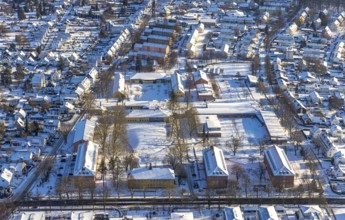 Aerial photo, University of Applied Sciences South Westphalia, University at Windmühlenweg, winter,