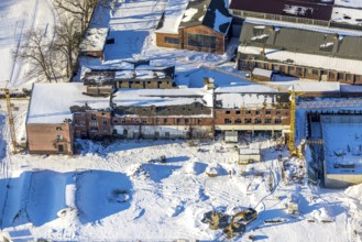 Aerial view, construction site, new building, former Merkur site, building area Rennekamp, Soest,